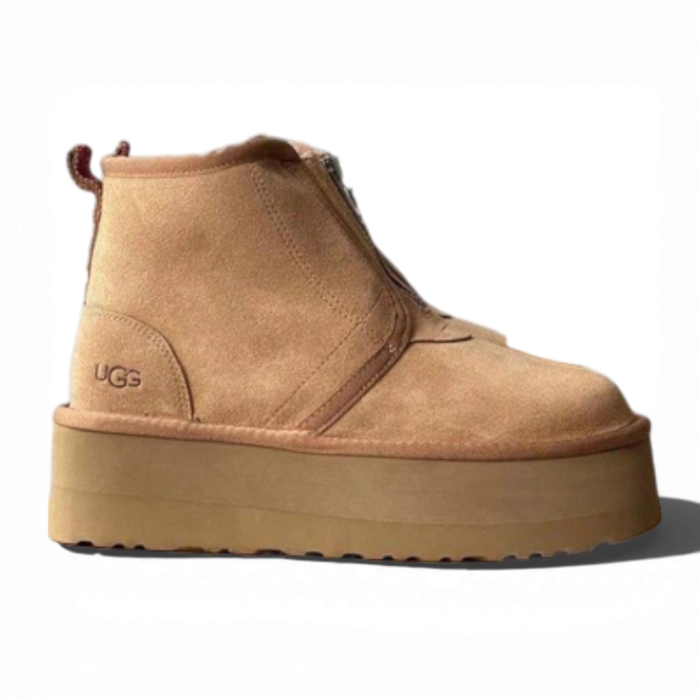 UGG Neumel Platform Zip Slipper Chestnut