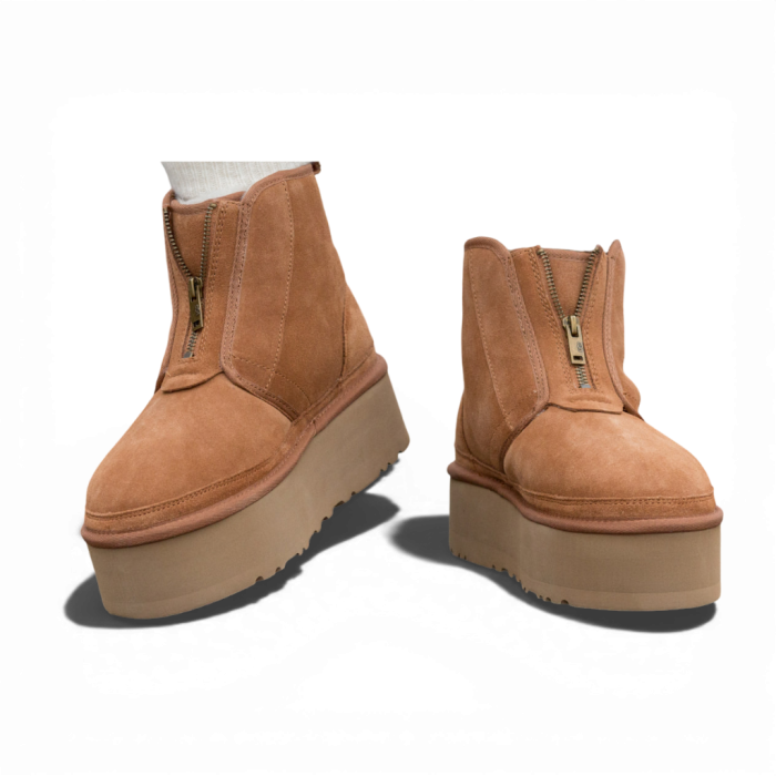 UGG Neumel Platform Zip Slipper Chestnut