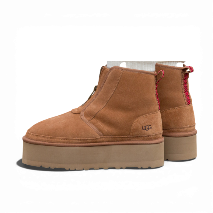 UGG Neumel Platform Zip Slipper Chestnut