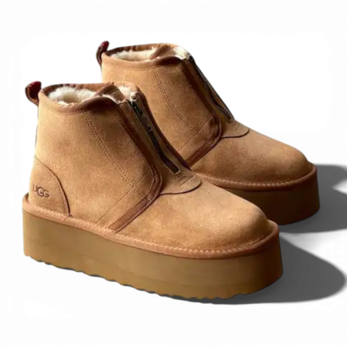 UGG Neumel Platform Zip Slipper Chestnut